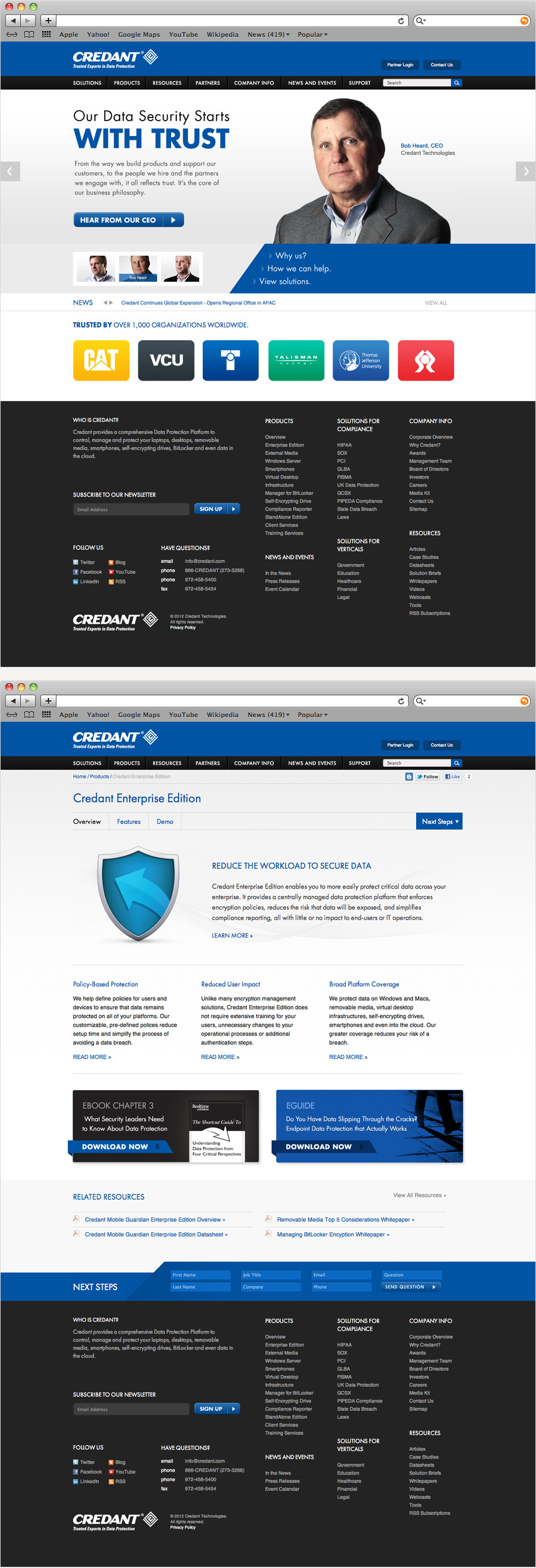 Credant Technologies Homepage & Product Webpage